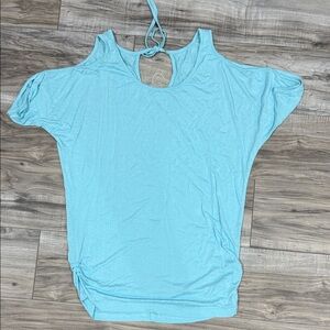 Light Blue Women's Cold Shoulder Top